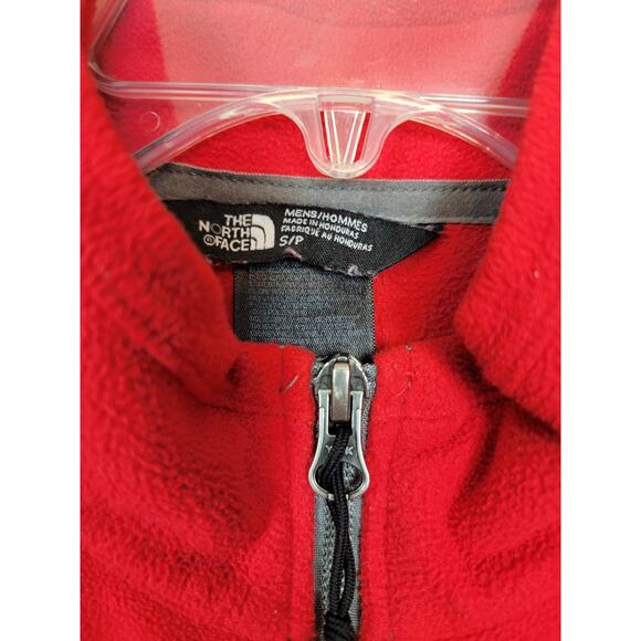 The North Face Full Zip Fleece Jacket Men's Small Red Zipped Pocket Long Sleeve - Picture 3 of 5